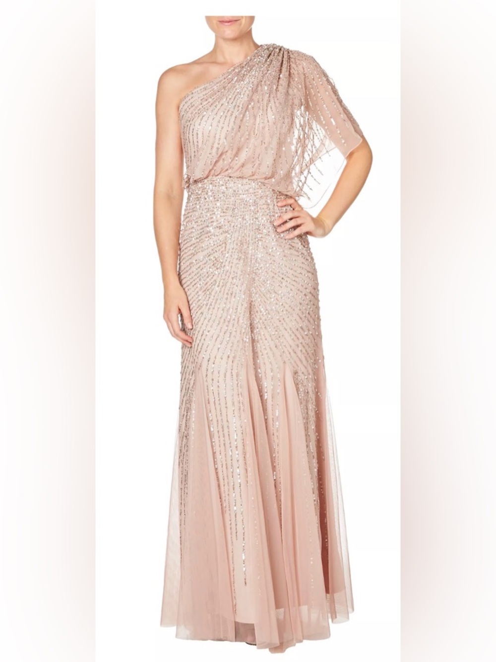 Adrianna Papell Blush One-Shoulder Dress
